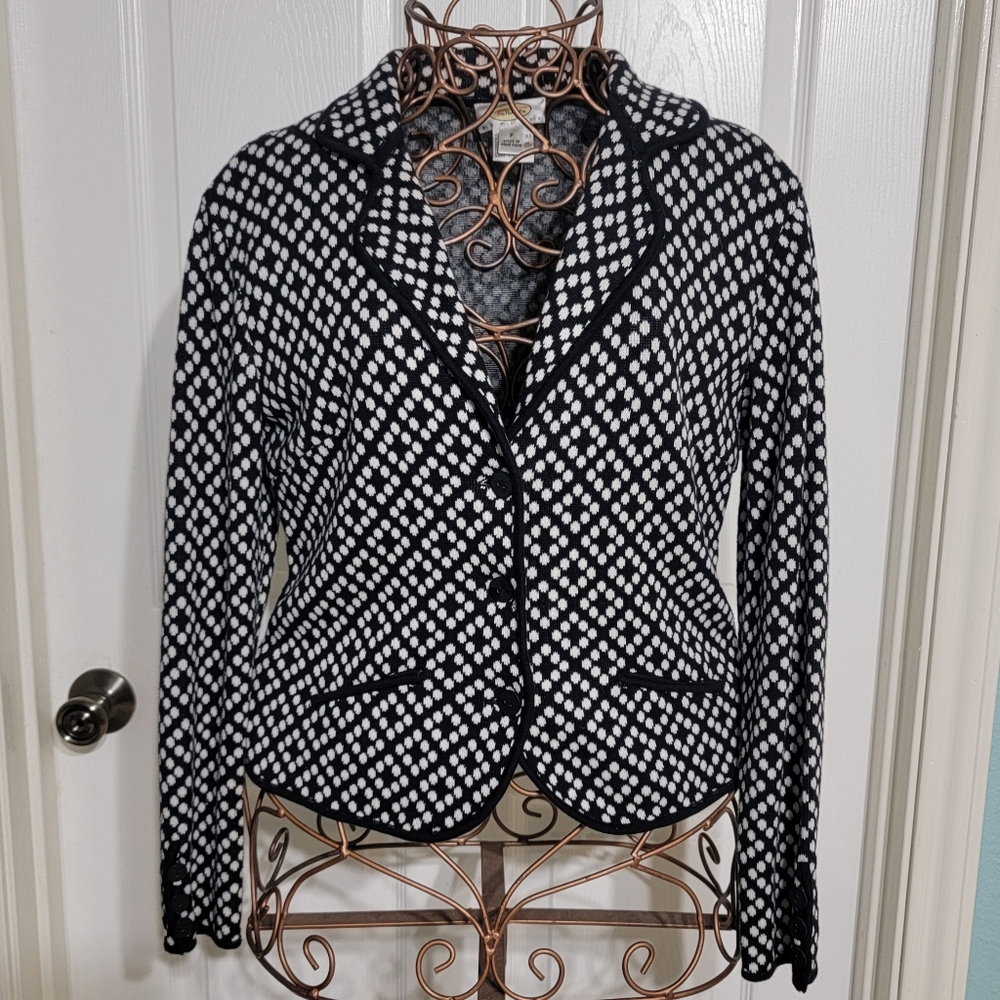 Talbots Petites Black and White Knit  Sweater Women's Size P